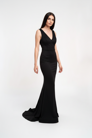 Rochie sirena din tafta cu decolteu in V 2