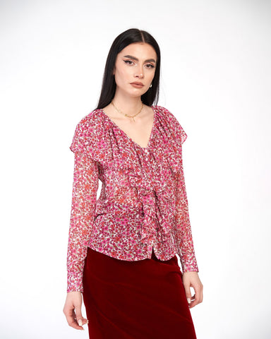 Bluza  din voal  cu fusta cu volane OUTLET