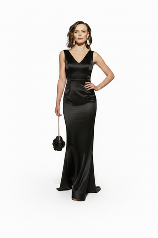 Rochie sirena din tafta cu decolteu in V 2