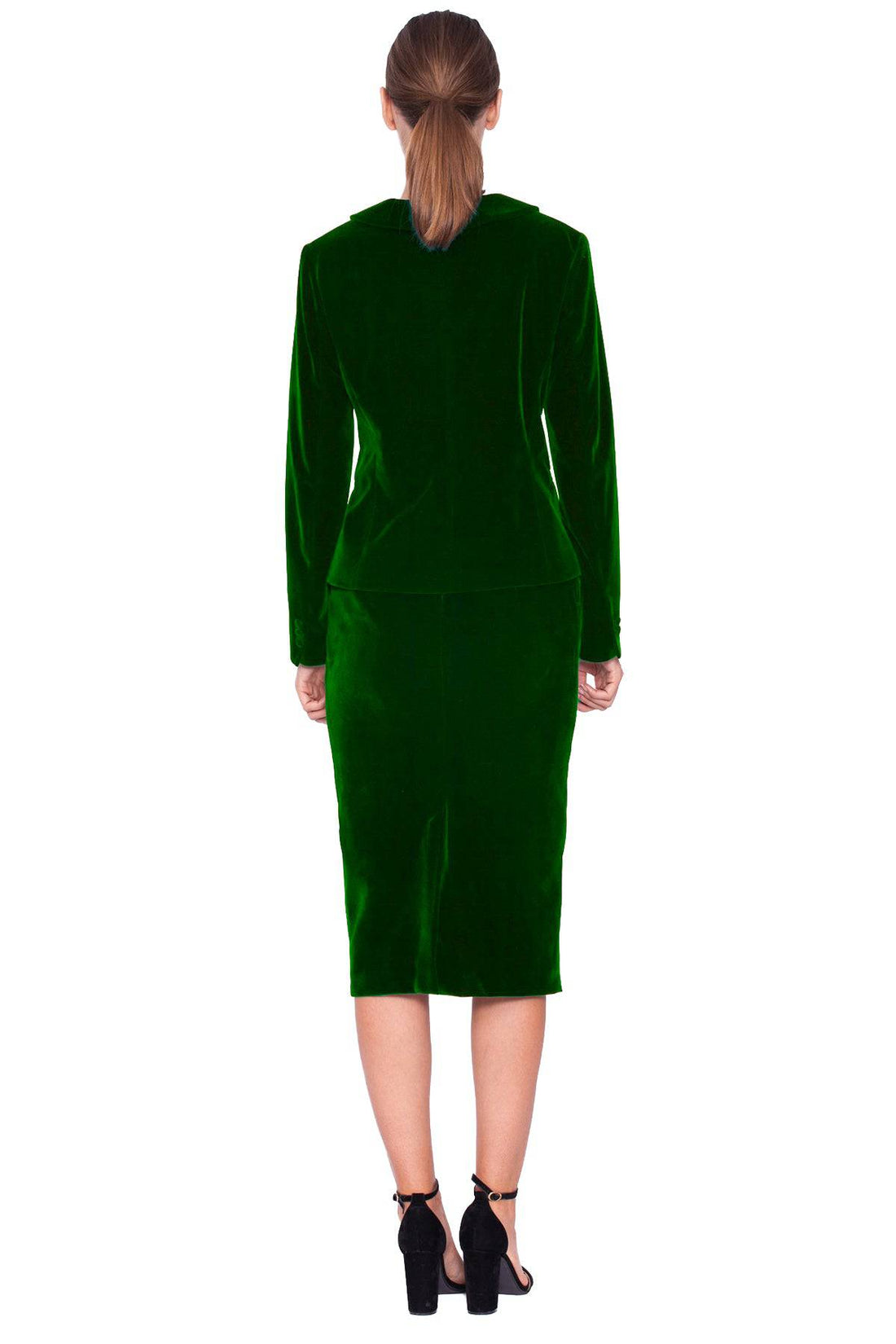 Blazer cu guler rotund din catifea 2 - idyllicstore