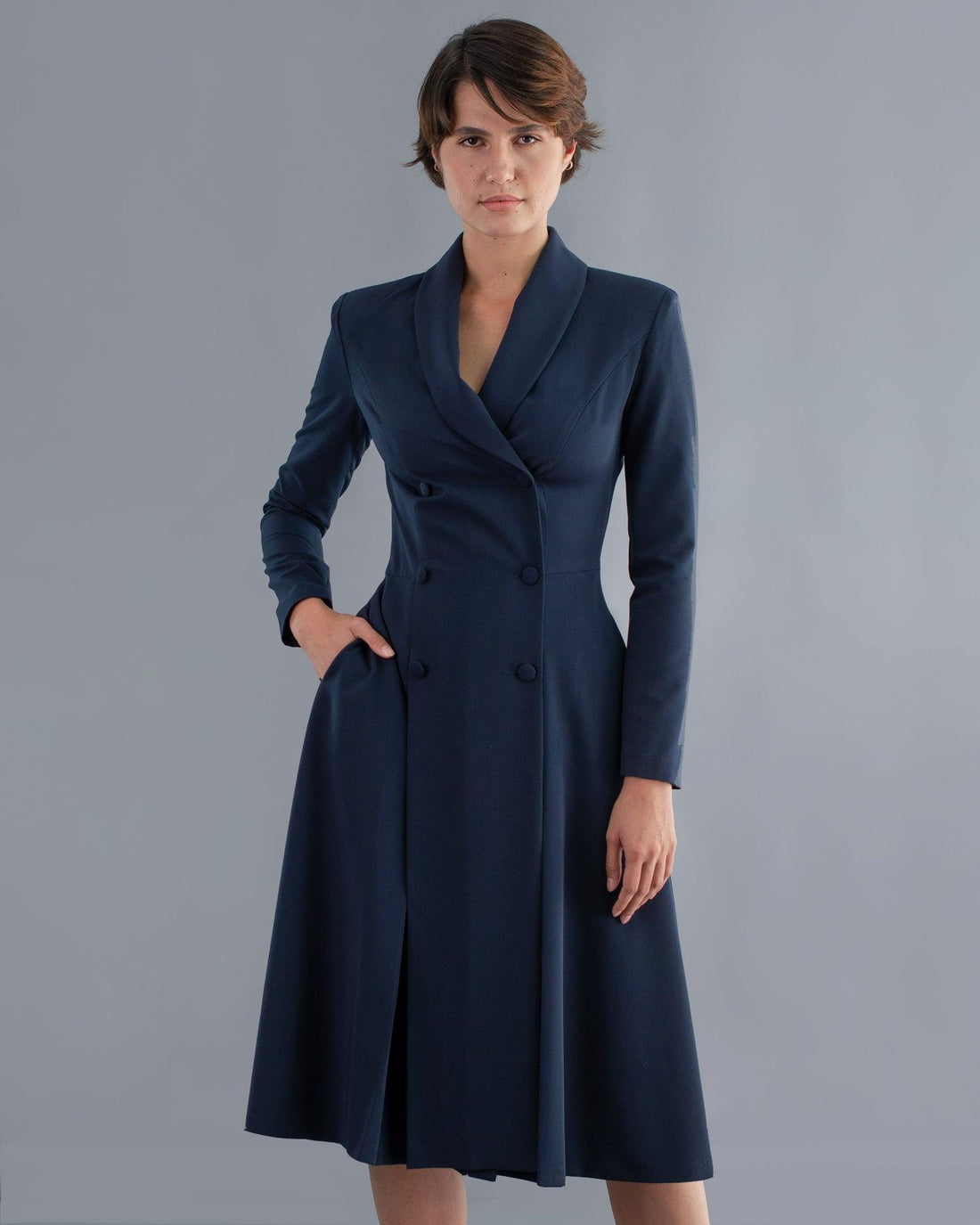 Rochie blazer cu pliuri si buzunare laterale 2 - idyllicstore