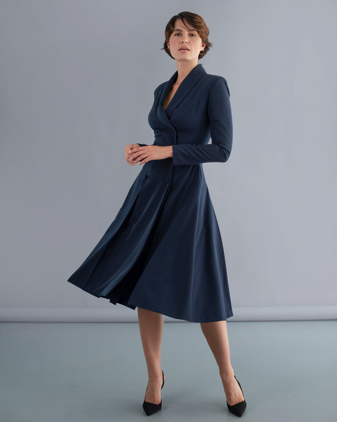 Rochie blazer cu pliuri si buzunare laterale 2 - idyllicstore