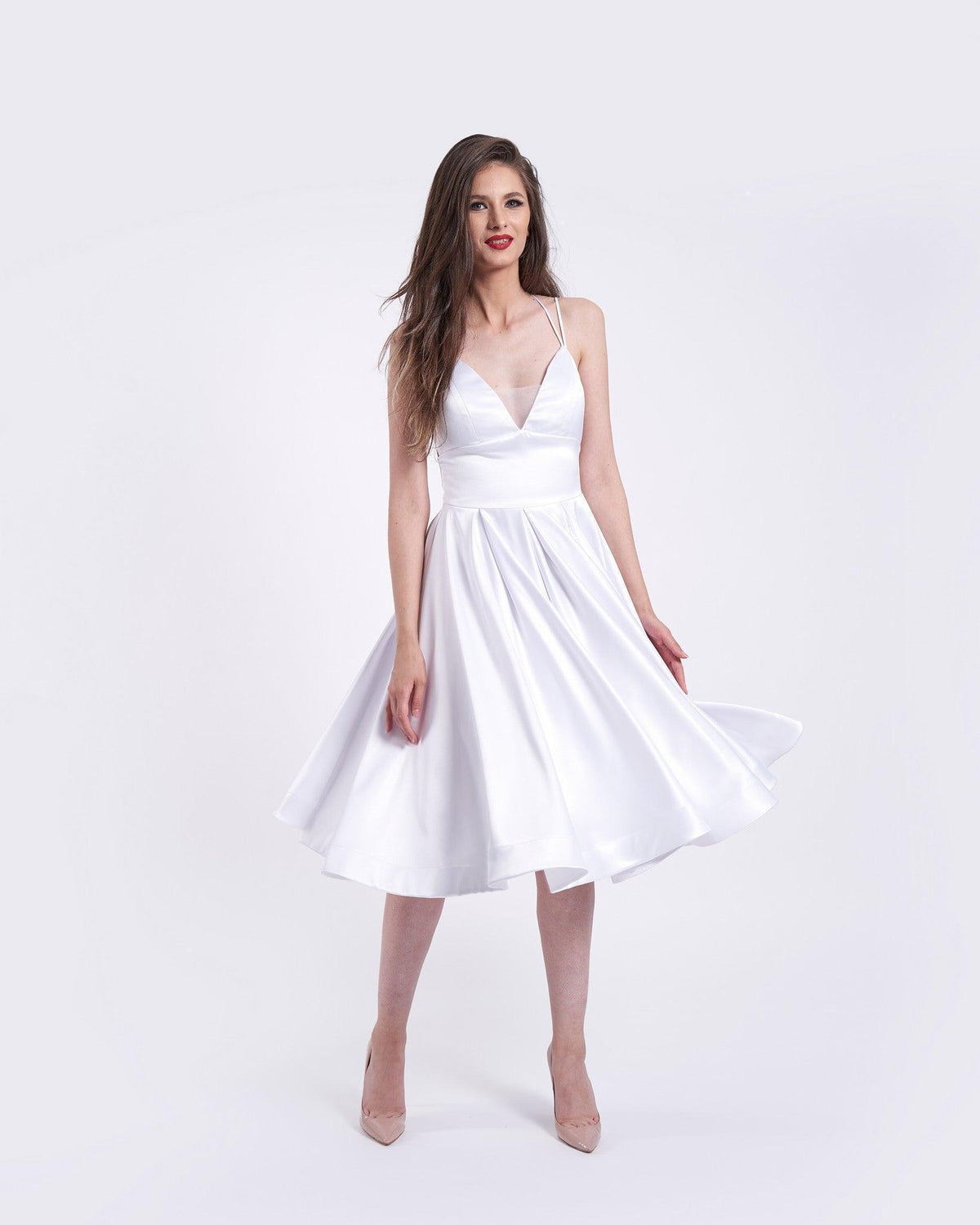 Rochie midi de seara cu bretelele in X - idyllicstore