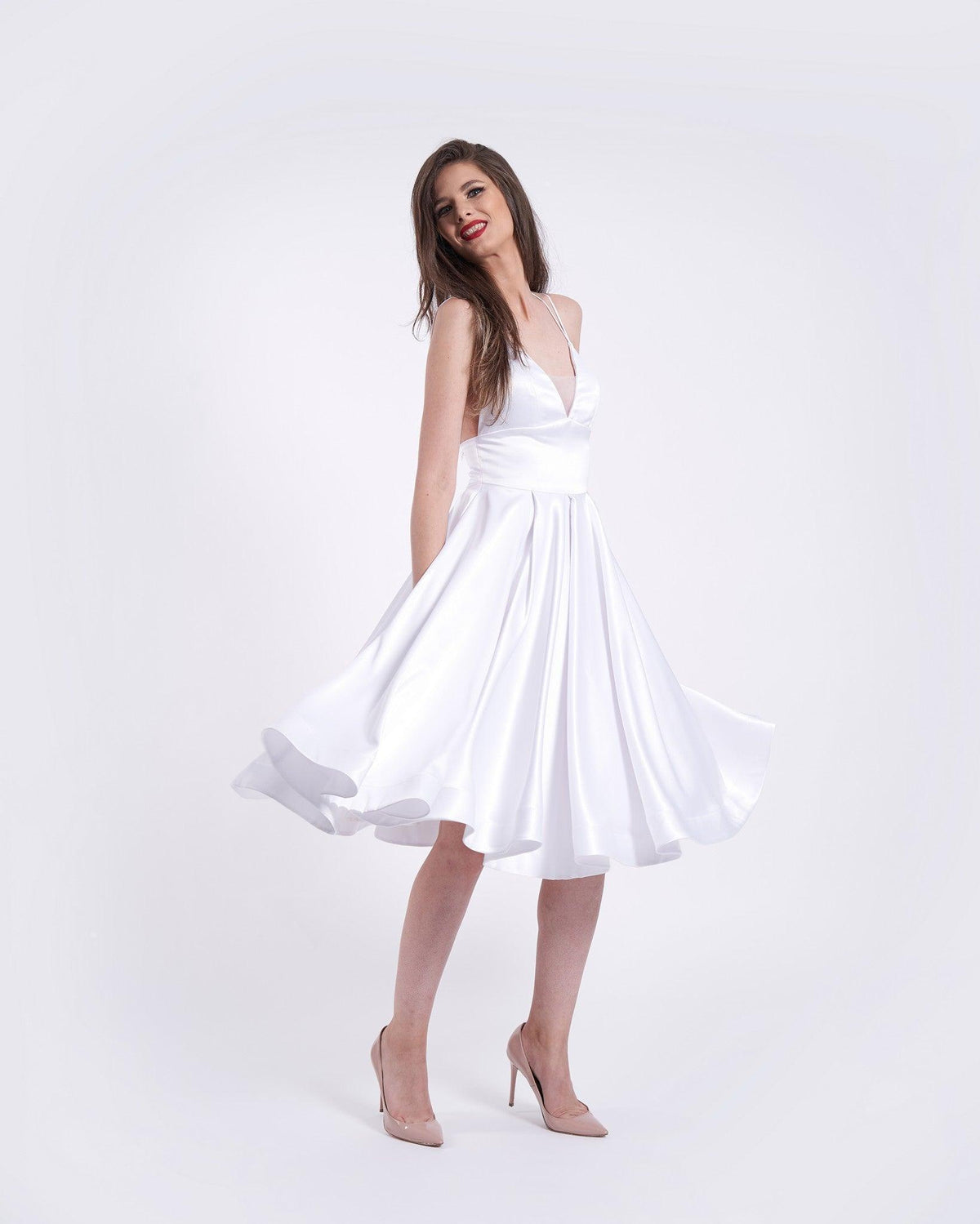 Rochie midi de seara cu bretelele in X - idyllicstore
