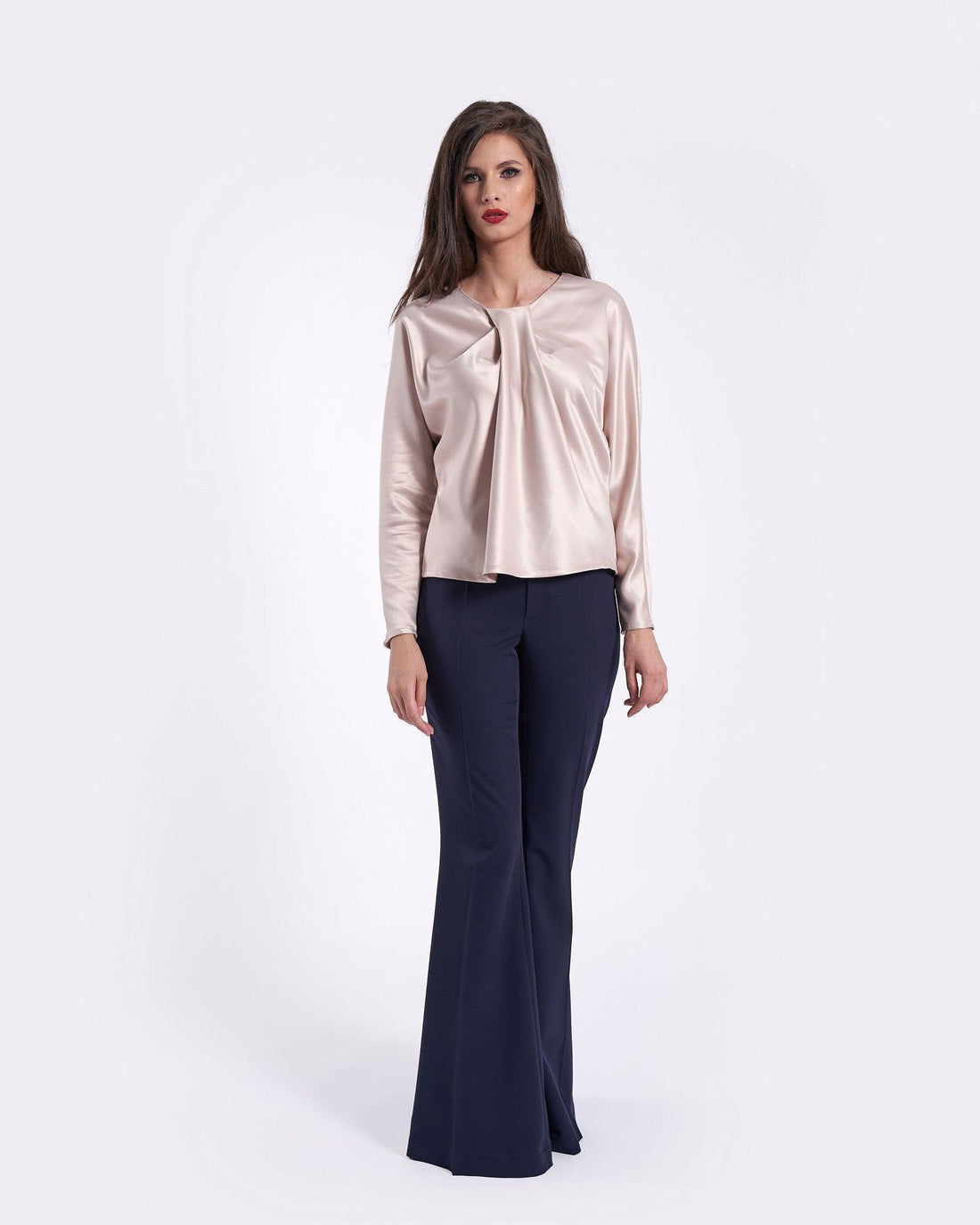 Bluză din mătăsică cu pliuri asimetrice 2 - idyllicstore