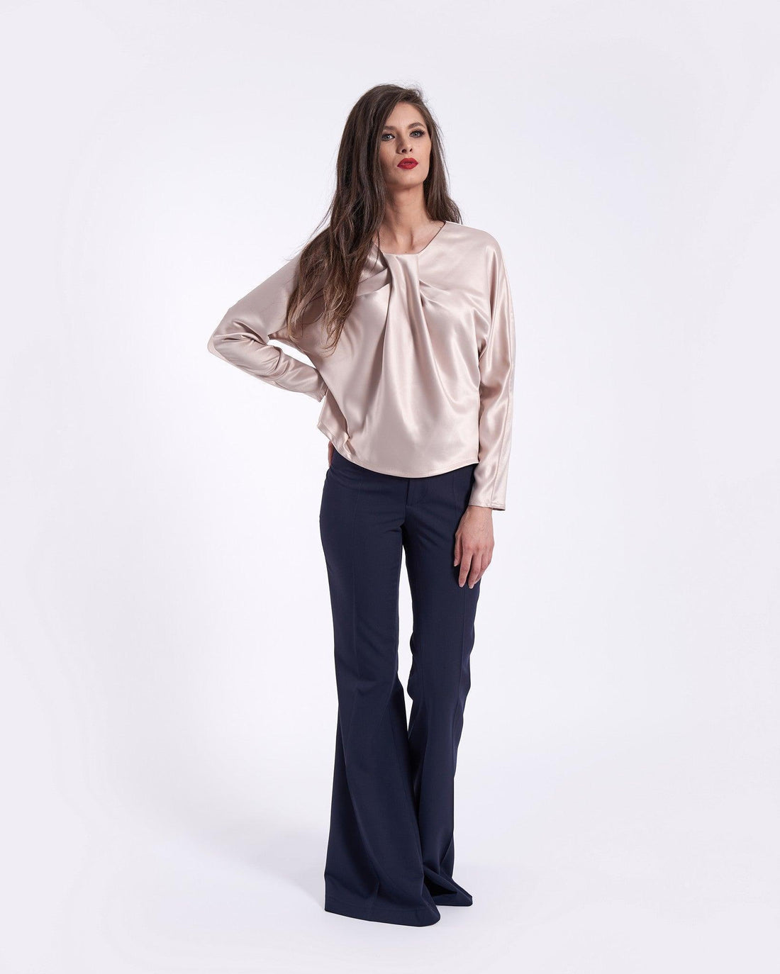 Bluză din mătăsică cu pliuri asimetrice 2 - idyllicstore