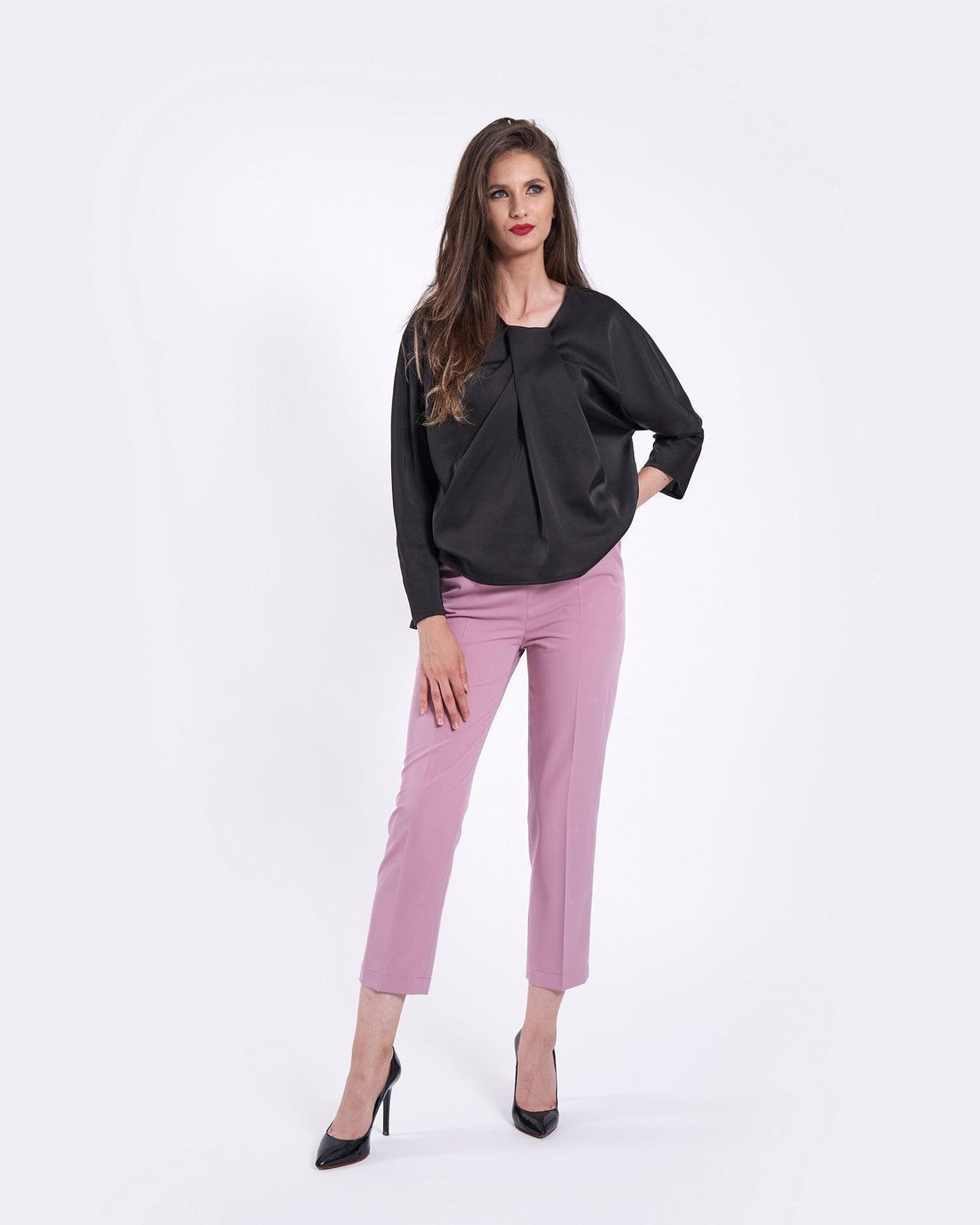 Bluză din mătăsică cu pliuri asimetrice 2 - idyllicstore