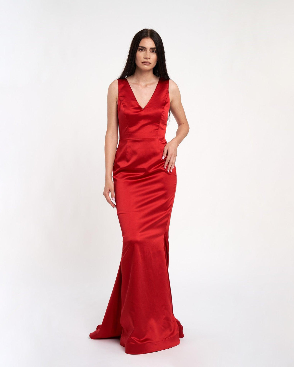 Rochie sirena din tafta cu decolteu in V - idyllicstore