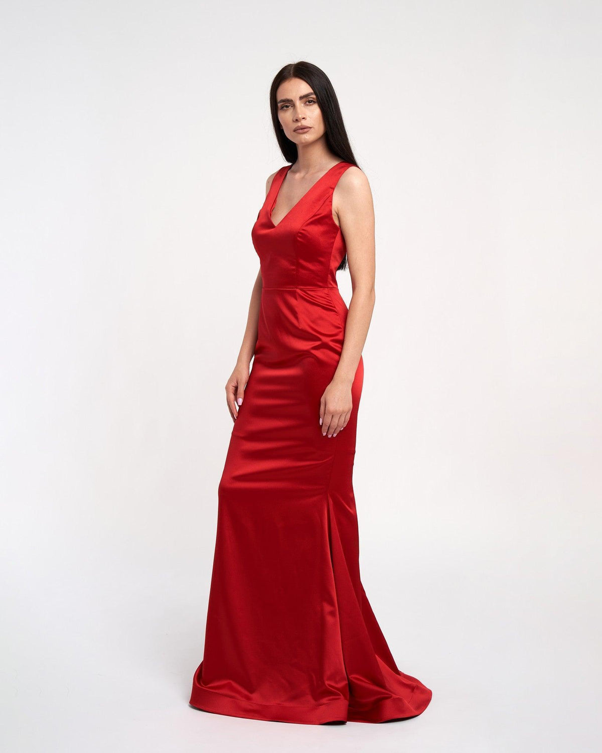Rochie sirena din tafta cu decolteu in V - idyllicstore