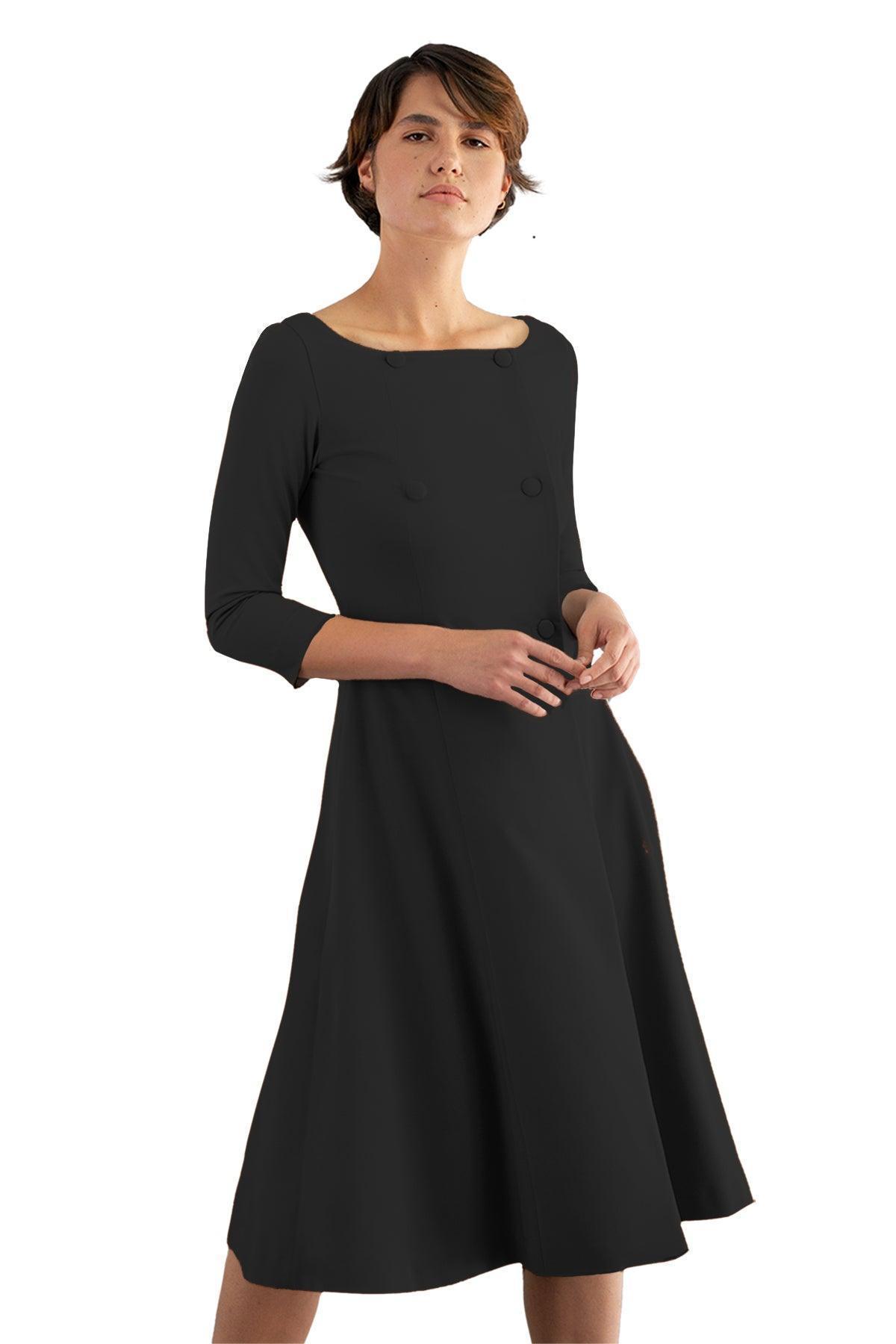Rochie retro, in clini,  cu decolteu barcuta 2 - idyllicstore