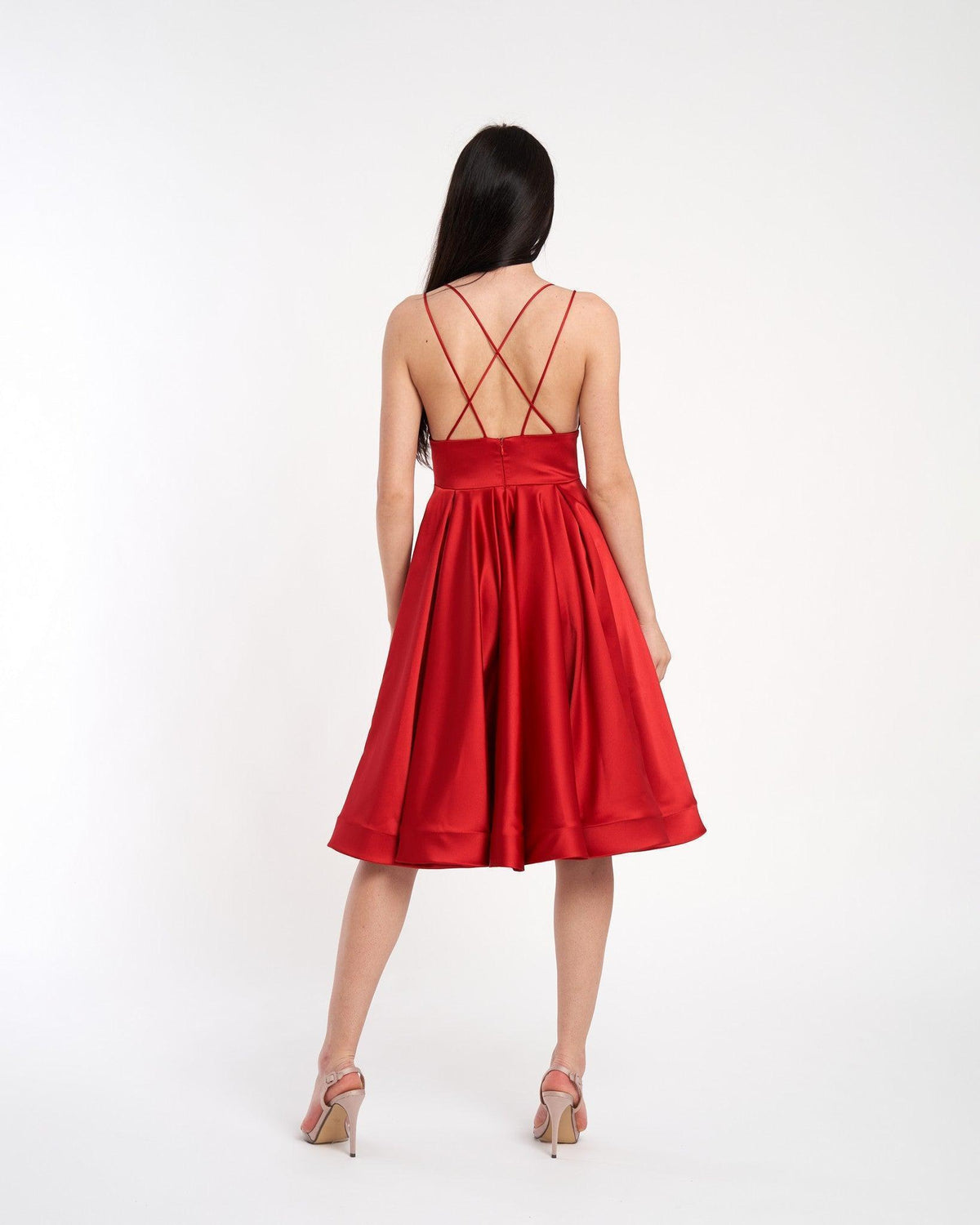 Rochie midi de seara cu bretelele in X - idyllicstore