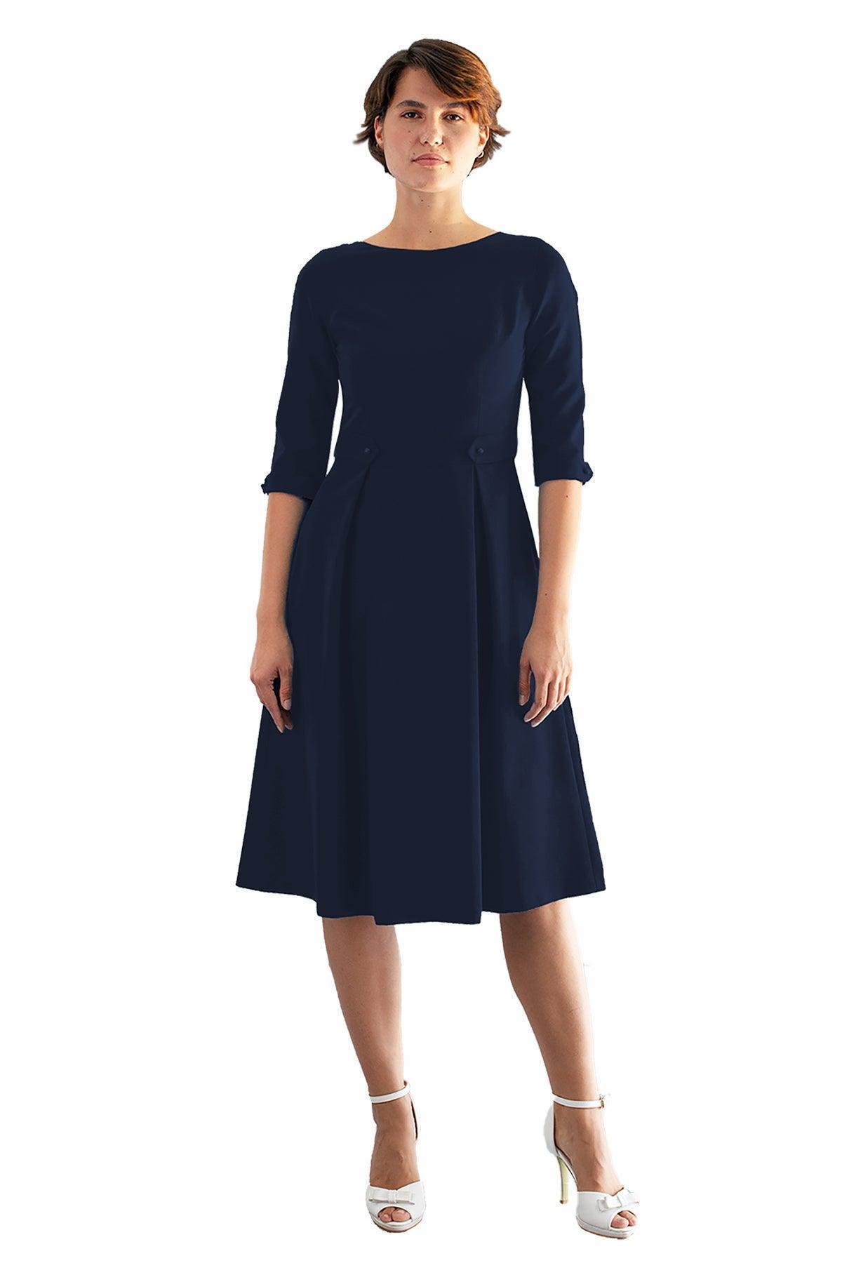 Rochie cu pliuri si decolteu barcuta 2 - idyllicstore